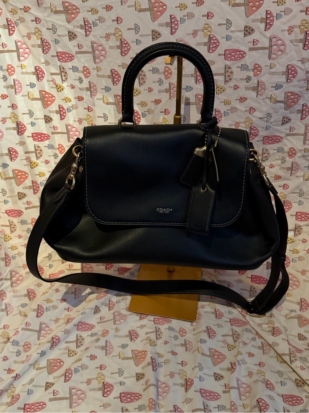 Coach slouchy RougeBlack Leather with Gold Hardware and Detachable Strap